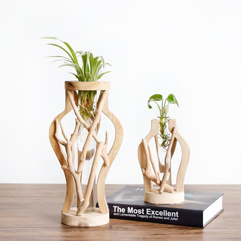 Natural Wooden Vase | Unique Flower Vase for Home Decor