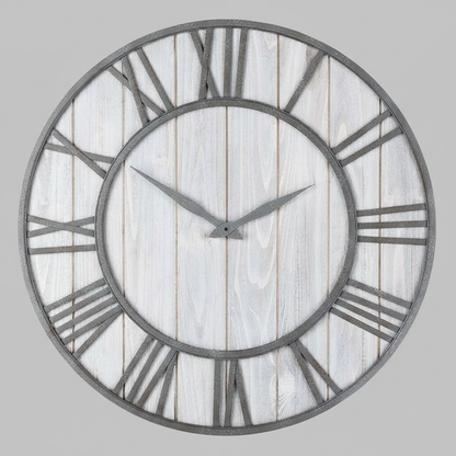 Large Industrial Wall Clock | Wood and Metal Home Decor