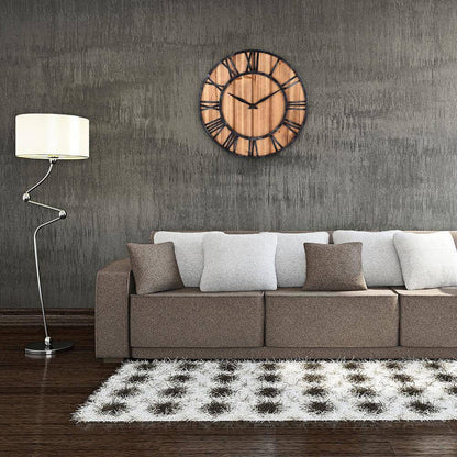 Large Industrial Wall Clock | Wood and Metal Home Decor