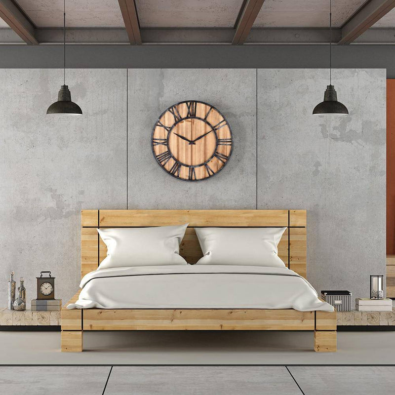 Large Industrial Wall Clock | Wood and Metal Home Decor
