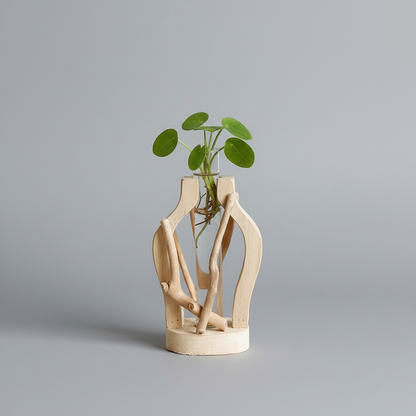 Natural Wooden Vase | Unique Flower Vase for Home Decor